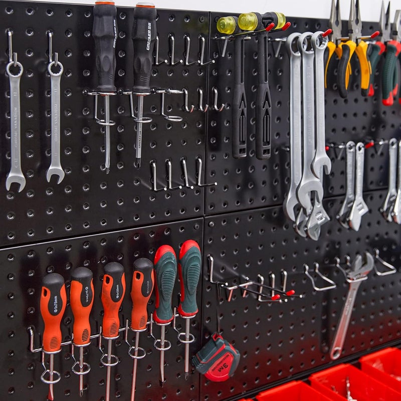 Ultrawall Pegboard Wall Organizer, Black Metal Pegboard Panels, Garage Storage System with Hooks and Storage Bins, 59pcs - Image 4